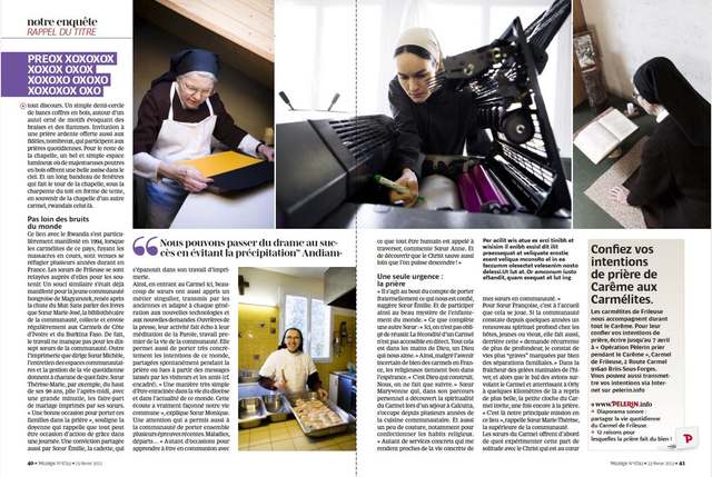 Parution, Pèlerin n°6743, 23 février 2012, « Un cœur brûlant à Frileuse » (suite)